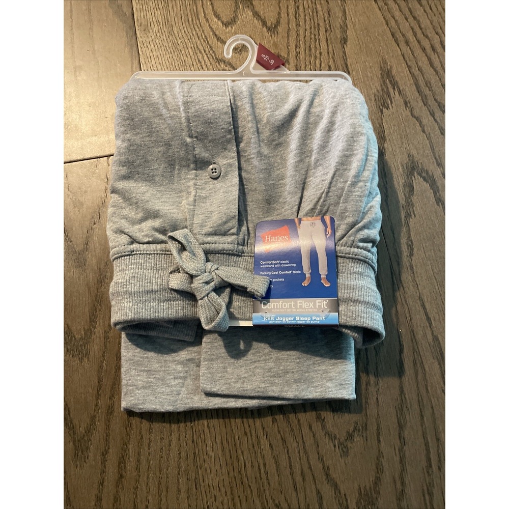 New Hanes Mens S Comfort FlexFit Knit Jogger Sleep‎ Pant Ecosmart Stretch Gray